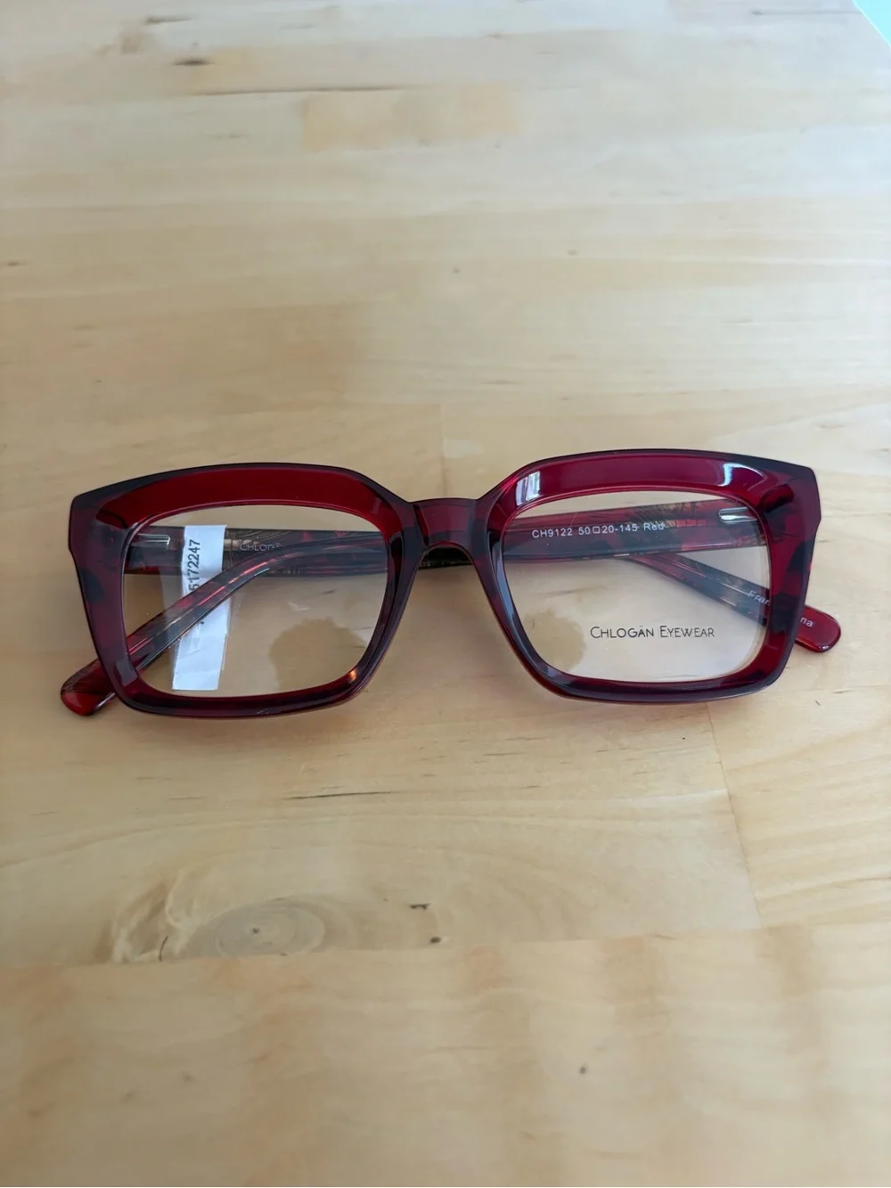 Chlogan Eyewear Red CH9122 Oversized Bold Square Eyeglass Frames 50-20-145 NWT